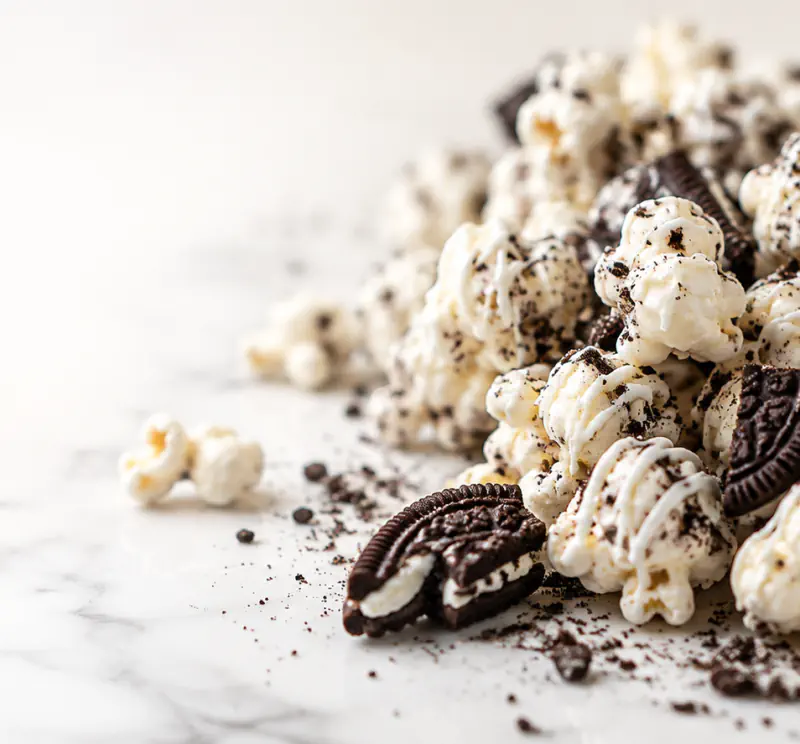 Oreo-Popcorn mit weißer Schokolade
