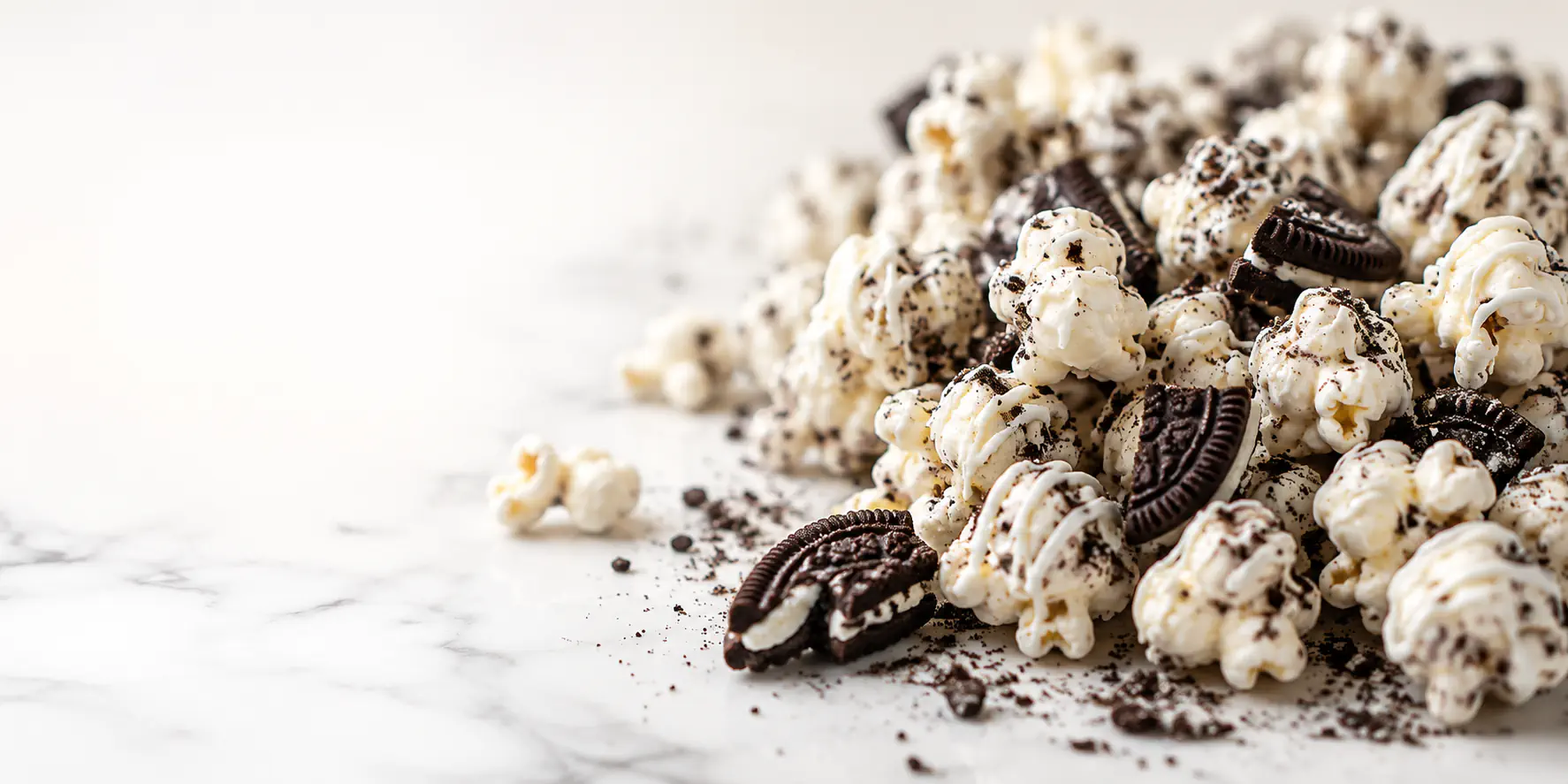 Oreo-Popcorn mit weißer Schokolade